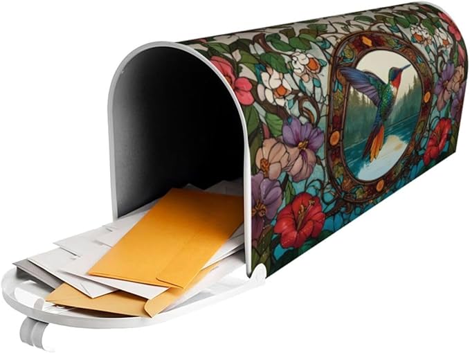 Spring Hummingbird Mailbox Covers Magnetic Letterbox Covers 21x18 Inch for Garden Outdoor Decoration