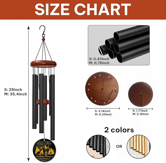 Personalized Camping Memorial Wind Chime – Custom Name & Years in Loving Memory Tribute – Sympathy Gift for Campers – Remembrance Windchime for Bereavement Support and Comfort for Family & Friends