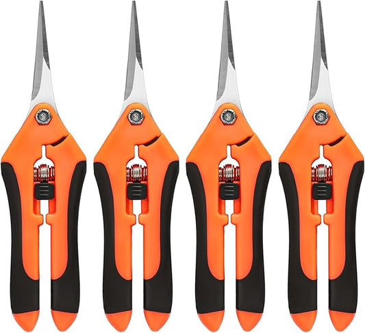 4 Pack Garden Shears, Stainless Steel Shears Gardening Tools, Scissors, Garden Clippers, Pruning Shears for Gardening Shears & Scissors (Orange)