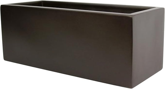 Brisbane Rectangle Fiberglass Planter Box (L:24" x W:8" x H:8", Metallic Brown)