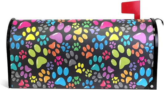 WOOR Colorful Animal Dogs or Cats Paws Magnetic Magnetic Mailbox Cover Standard Size for Garden Yard Outdoor Decorations-18 x 20.8"