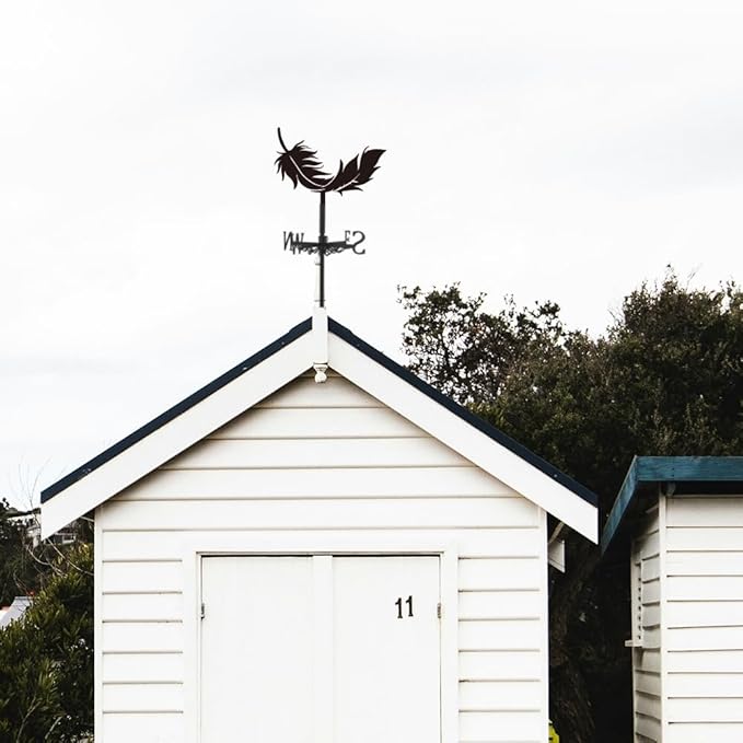 SUPERDANT Feather Weather Vane for Roof Mount Metal Weathervane Wind Vanes for Outside Roof Decor Black Wind Decorative Signs for Farmhouse Yard Farm Barn Sheds Garden Patio Decorations