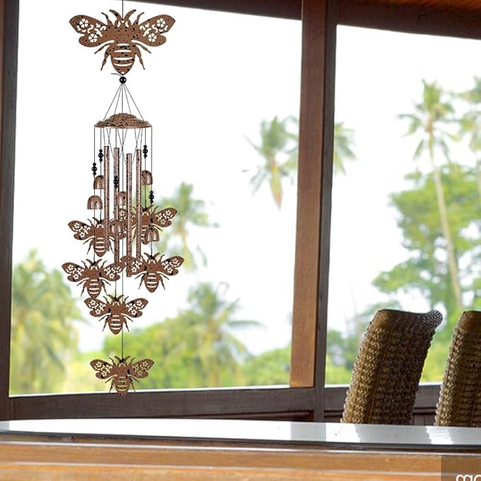 Bees Wind Chimes for Garden,Home,Balcony,Yard,Outdoor Decor, Bee Wind Bell, Memorial Windchimes, Bee Decoration, Wind Catcher, Blessing Wind Chime for Mom,Grandma,Family,Women,Friend