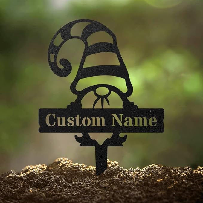 RealSteel Customizable Gnome Seed & Plant Markers – Durable Metal Garden Stakes for Herbs, Fruits & Vegetables – Weatherproof Tags for Farmhouse & Greenhouse Décor (Type 1, Large)