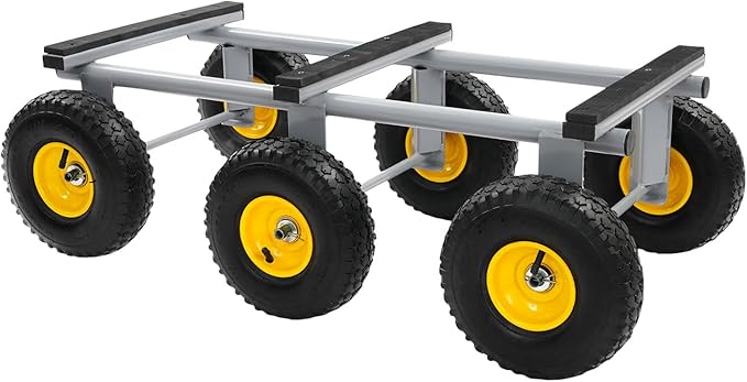 Steel Garden Cart, 1200 lbs Dump Wagon with Six 10" All Terrain Inflatable Wheels Heavy Duty Utility Outdoor Hauling Wheelbarrow for Yard Lawn Farms Gardening, 35.5 x 18in Garden Wagon Dolly, Grey