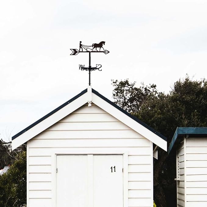 SUPERDANT Plow Horse Weather Vane Retro Animal Wind Vanes for Yard Metal Weathervane Roof Mount for Gardens Outside Black Weathervanes Farmhouse Garage Barn Sheds Patio Decorations