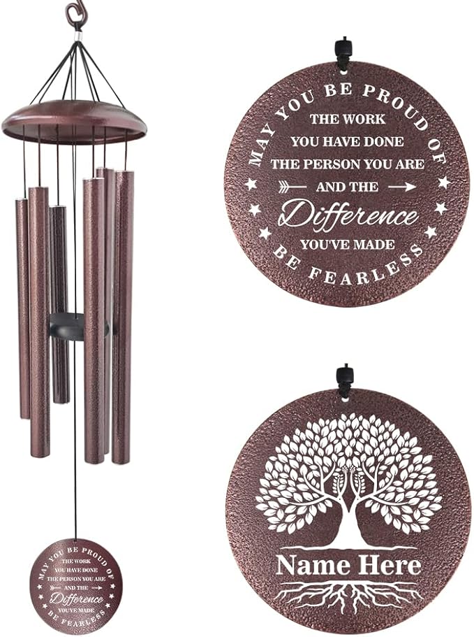 Personalized Wind Chimes Retirement, 2025 Retirement Gifts, Celebrate Retire for Woman/Man, Large Customized Metal Wind Chimes Deep Tone 36inch, Large Metal Decor (Produced in USA)