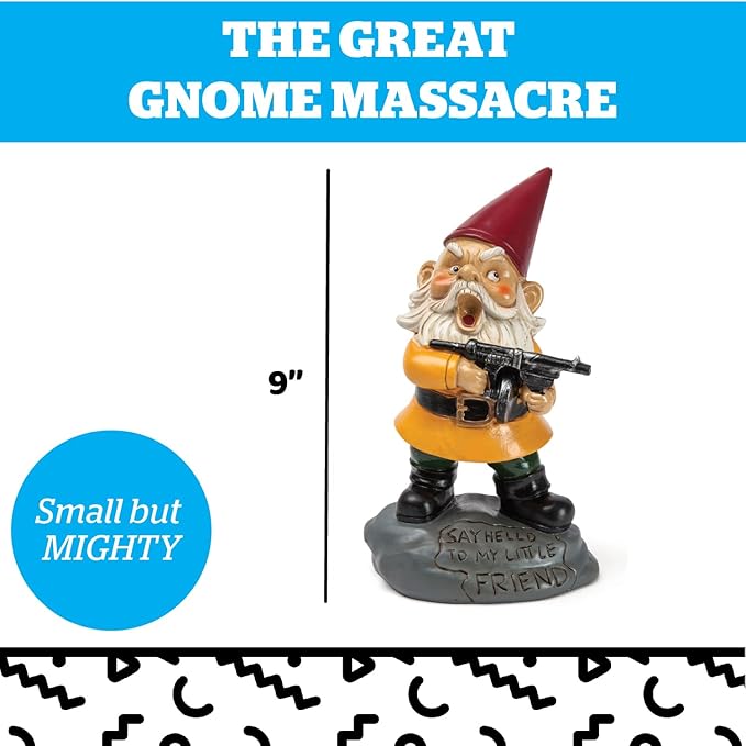 BigMouth Inc. Angry Little Garden Gnome Statue, Outdoor Lawn & Yard Home Defender, Combat Figurine Sculpture Decorations, Funny Housewarming Gag Gift