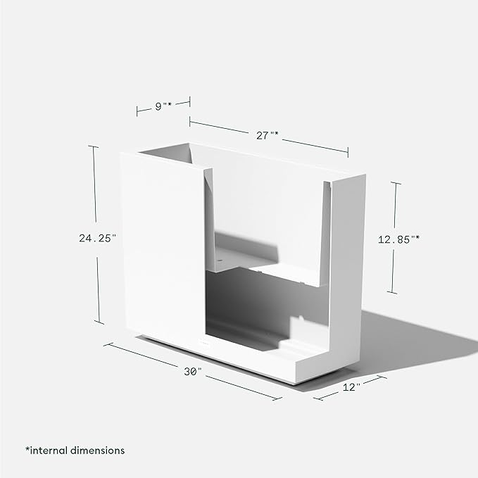 Veradek Block Series Span Plastic Planter - Tall Rectangular Planter for Indoor or Outdoor Patio/Porch, White, 24.25 in Height, 12 in Width, 30 in Length