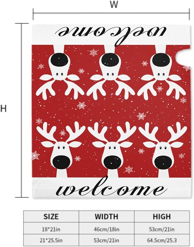 Christmas Reindeer Mailbox Cover Magnetic, Welcome Winter Snowflakes Xmas Elk Mailbox Wrap, Large Size 25.5x21 Inch Waterproof Letter Post Cover for Garden Yard Outdoor Outside Decor