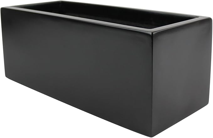 Brisbane Rectangle Fiberglass Planter Box (L:24" x W:8" x H:8", Matte Black)