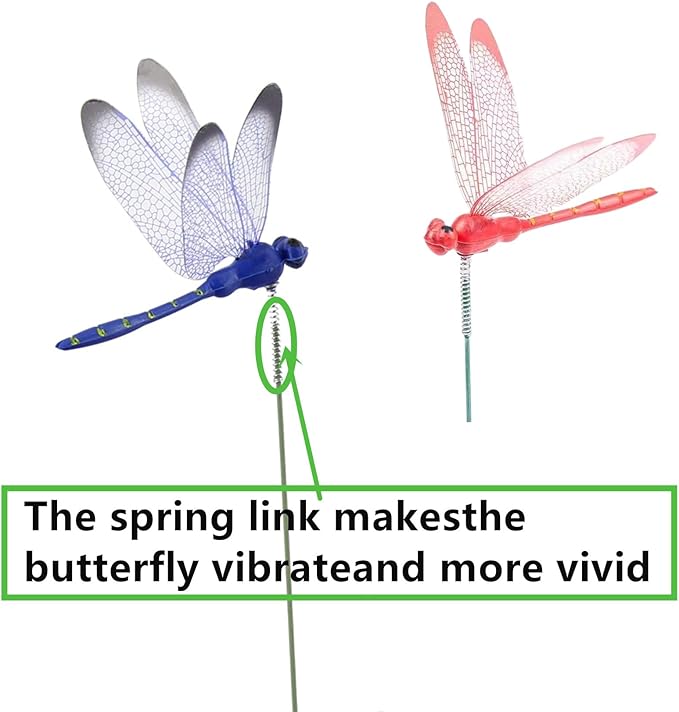 36PCS Dragonfly Garden Wooden Stakes, Suitable for Indoor and Outdoor lawns, Balcony Plants, Flower Pots, Easter Decorations of Artificial Dragonflies, Resistant to Sun Exposure and Wind and rain