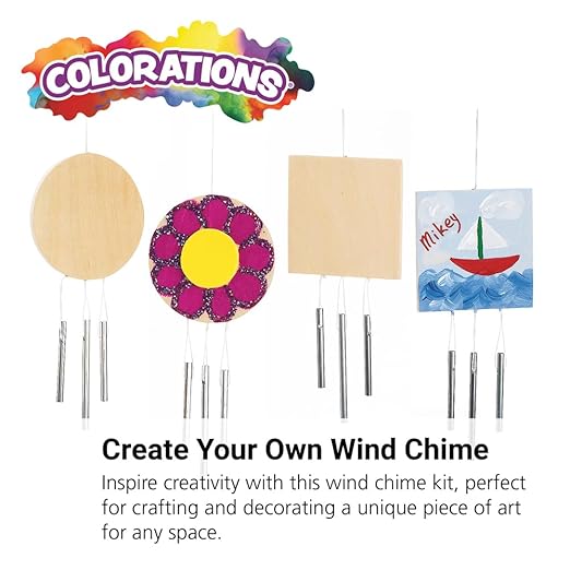 Colorations® Decorate Your Own Wooden Wind Chimes Kit, Set of 12, 2 Different Designs, Ready to Decorate and create unique and personal Designs, Fun Kids Craft Project, Craft Project for Boys & Girls