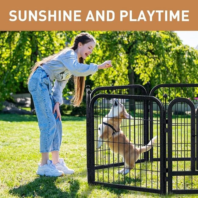 Metal Dog Playpen, 40 Inch Height 16 Panels, Large Dog Fence for Large/Medium/Small Dogs Indoor & Outdoor Bliss, Perfect Dog Pen for Camping, Yard, and RV | Black-Silver