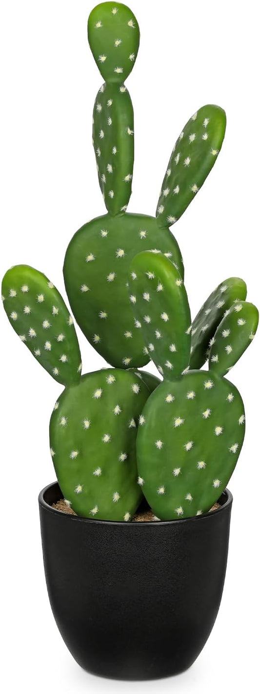 DILATATA 16.5" Small Fake Cactus Plant Potted 'Prickly Pear Cactus' Faux Cacti for Home Garden Office Decor Housewarming Gifts