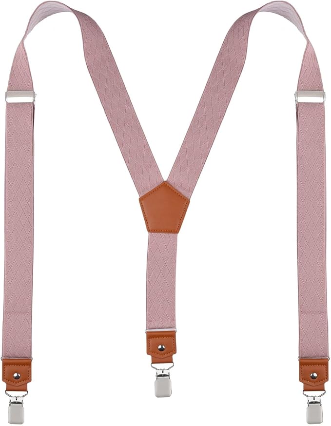 Suspenders for Men Y Back Adjustable Elastic with Strong Clips 47 Inches
