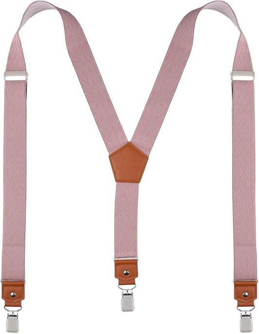 Suspenders for Men Y Back Adjustable Elastic with Strong Clips 47 Inches