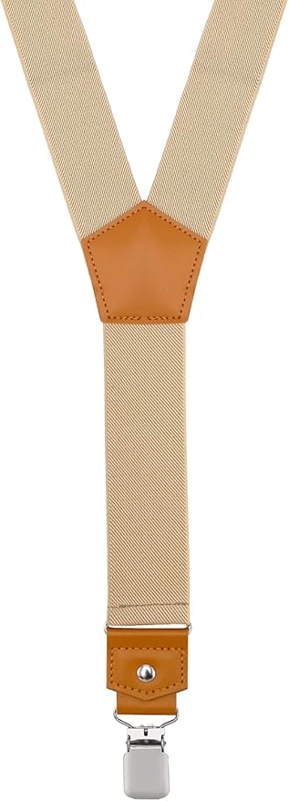 Suspenders for Men Y Back Adjustable Elastic with Strong Clips 47 Inches