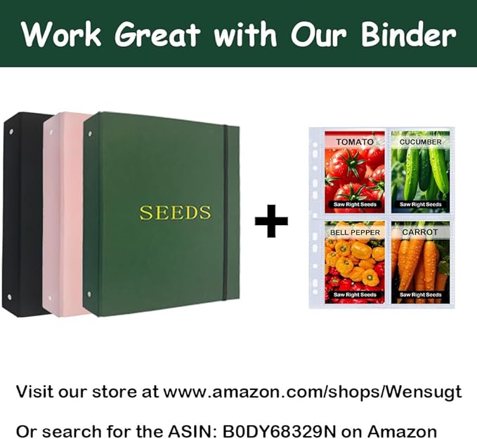 200 Pockets Seed Storage Organizer Sleeves for 3/4 Ring Binder, 50 Pack Garden Seed Packet Organizer(A4), Slot Size 6"×4.1",Large Top Loading Clear Seed Holder Sheet Protectors, Seed Saving Sleeves