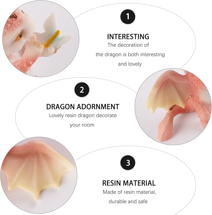 Dragon Statue Mini Figurine, Resin Home Decor, Cute Ornaments, Lucky Animal Garden Statue for Micro Landscape (Butterfly and Dragon)