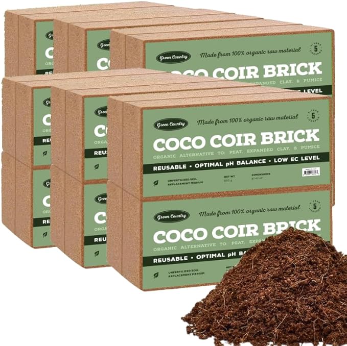 24 Pack Premium Coco Coir Brick for Plants- 100% Organic Compressed Raw Material Coconut Coir Bricks Starting Mix, Coco Coir Fiber Coconut Husk for Planting, Gardening, Potting