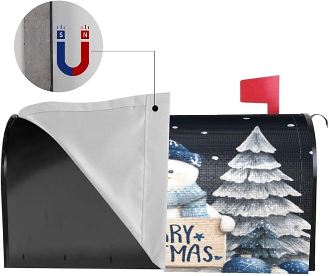 Festive Magnetic Mailbox Cover Winter Snowman Outdoor Mailbox Protector Holiday Seasonal Decorative Garden Yard Home Standard Size 21 x 18 Inch