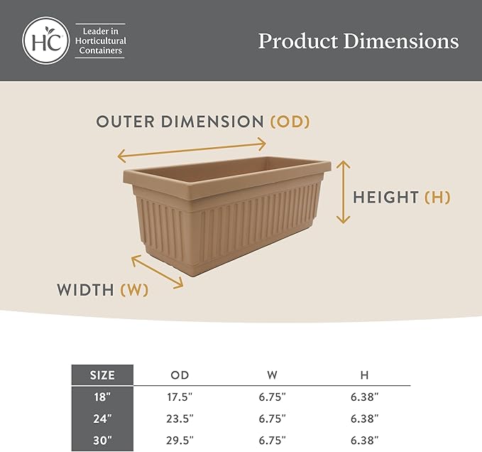 The HC Companies 18 Inch Venetian Window Planter Box with Drainage Plug, Lightweight UV-Resistant Plastic Outdoor Planters, 2-Pack Flower Box for Garden & Home Decor, White