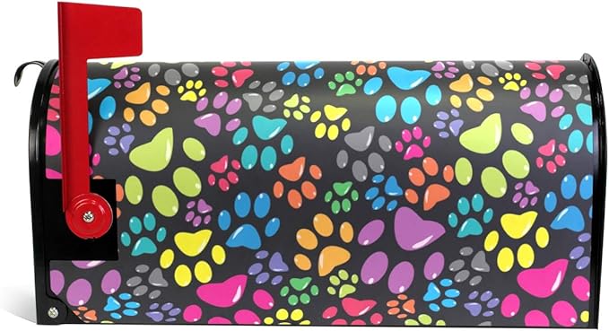 WOOR Colorful Animal Dogs or Cats Paws Magnetic Mailbox Cover Oversized for Garden Yard Outdoor Decorations-20.8" x 25.5"