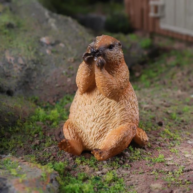 3PCS Groundhog Figurine Groundhog Sculpture Groundhog Model Animal Model Home Decoration Outdoor Garden Statue