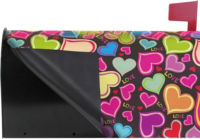 Heart Tree Valentine's Day Hipster Valentines Rainbow Hearts Magnetic Mailbox Cover MailWraps Garden Yard Home Decor for Outside Oversized-25.5" x20.8"