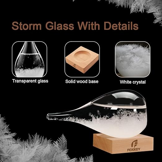 Christmas Unique Gifts Storm Glass Weather Predictor, Christmas Snow Globe Drop-Shaped Weather Forecast Bottle, Unique Fashion Home Decor Weather for Men Women