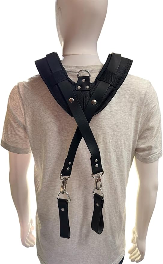 Padded Tool Belt Suspenders – Adjustable Work Suspender with 4 Detachable D-Loops – For Construction, Carpentry, & More