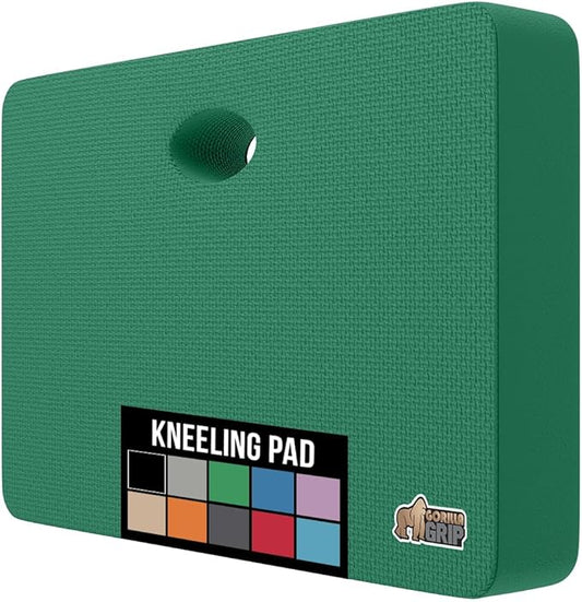 GORILLA GRIP Extra Thick Patent Pending Soft Foam Kneeling Pad, Supportive Large Cushion Knee Pads for Gardening, Baby Bath Time, Dirt and Water Resistant, Workout and Garden Supplies, 17.5x11, Green