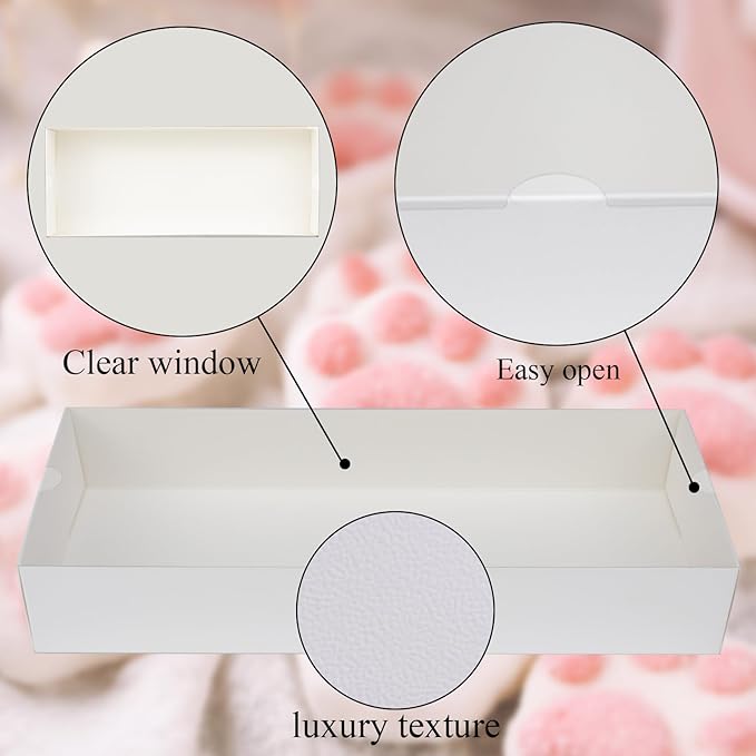 RomanticBaking 20PCS Strawberry Boxes Cookie Boxes Bakery Boxes Treat Boxes for Christmas Valentine's Wedding(12"x4.8"x2")