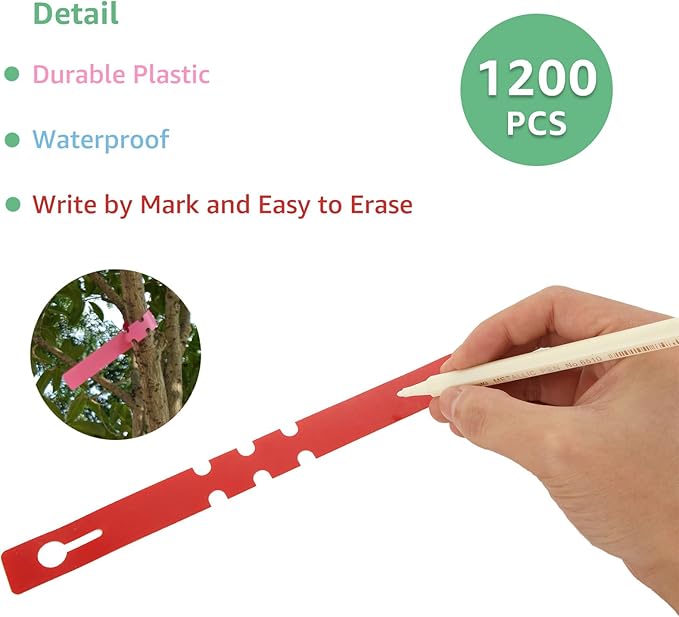 1200 Pcs Plastic Waterproof Tree Tags, 8.2"x0.8" Mix Color Plant Labels, Adjustable Wrap Plant Hanging Tags Nursery Garden Labels for Outdoor Garden Plants and Garden Potted Plants