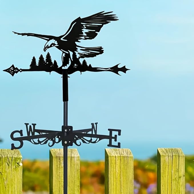 Metal Weather Vane Retro Wind Direction Indicator Eagle Series Weathercock for Farm Roof Mount Courtyard Farmhouse Garden Decor (Eagle C)