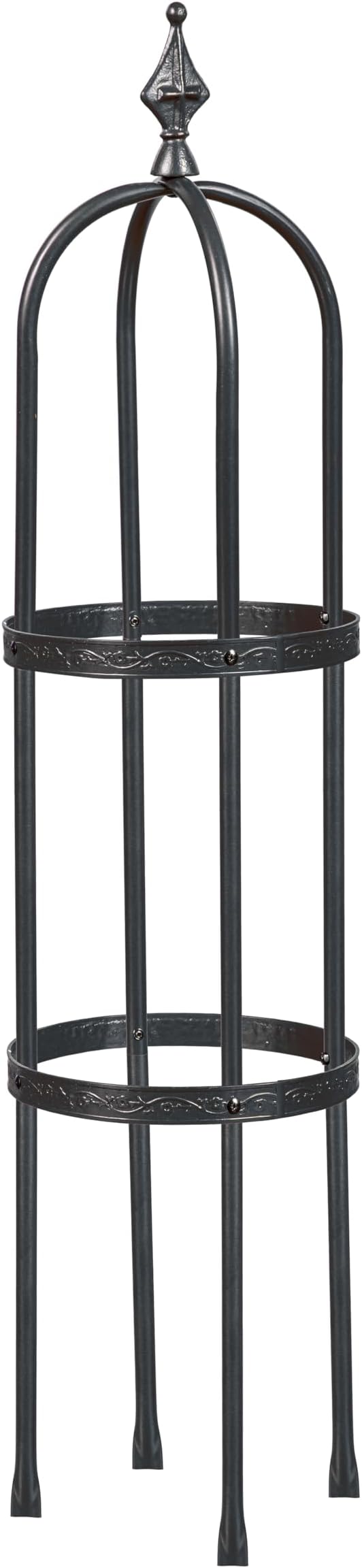 Evergren Garden Metal Obelisk Trellis for Climbing Plants | Indoor/Outdoor Floral Pattern Arch Trellis for Potted Plants (5 ft Black)