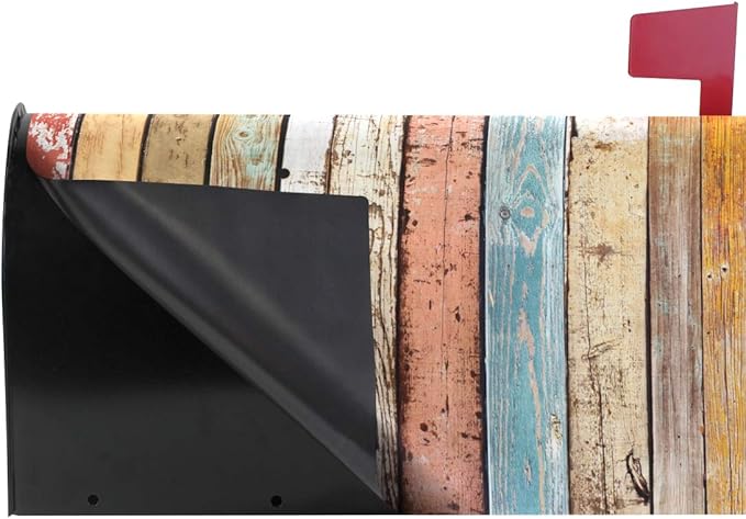 ALAZA Vintage Old Wood Texture Plank Grunge Magnetic Mailbox Cover MailWraps Garden Yard Home Decor for Outside Oversized-25.5" x20.8"