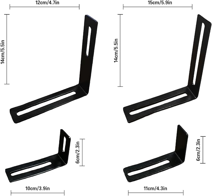 Adjustable Planter Box Brackets, Window Boxes Planters, Heavy-Duty Planters Hanging Flower Box Holders,for Mounting Railing Windowsills, Garden, Fences, and Balcony (2 Pack Black)