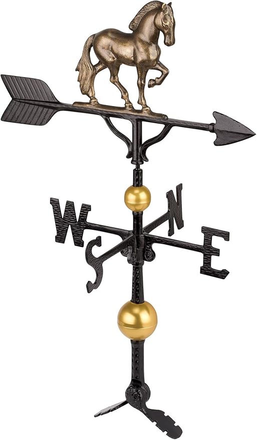 Montague Metal Products - Aluminum Deluxe 3D Horse Weathervane - Wind Vane Roof Metal Decor - Mount Included (4 to Choose from) - Hand Cast Aluminum (Aged Bronze)