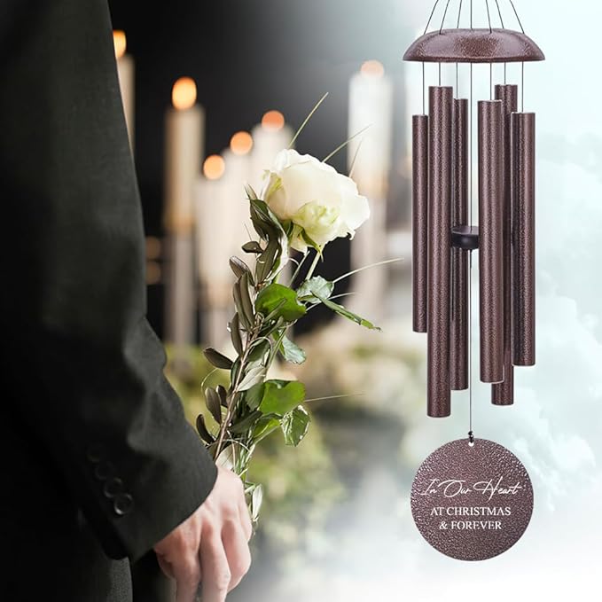 Sympathy Wind Chimes, Custom Photo Wind Chimes for Outside - Memorial Wind Chimes for Loss of Mother, Father, or Loved One - Bereavement and Condolence Gift (Produced in USA)