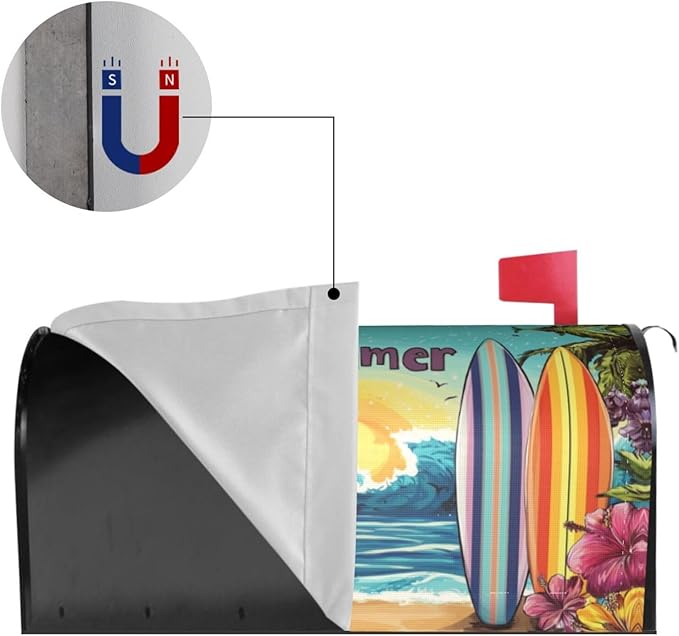 Tropical Beach Mailbox Covers Magnetic Letterbox Covers 21x18 Inch for Garden Outdoor Decoration