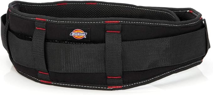 Dickies 5-Inch Padded Work Belt with Double-Tongue Roller Buckle, Adjusts to Fit Waists 32 to 52 inches, Black