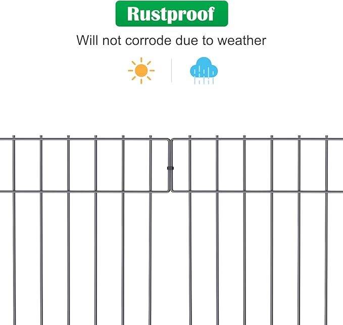 25 Pack Animal Barrier Fence, 17 in(H) X 27 Ft(L) Decorative Garden Fence, Rustproof Metal Wire Garden Border Fence, Dog Rabbits Ground Stakes Fence for Garden.