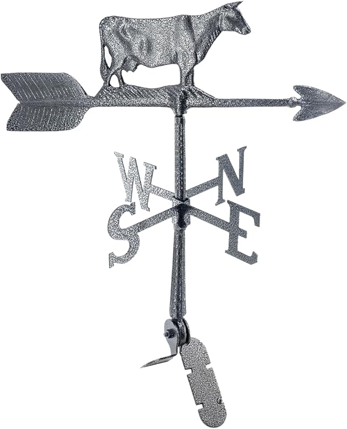 Montague Metal Products - Weathervane - Cast Aluminum Weathervane -Includes Roof Mount - 6 Colors Available (Cow, Swedish Iron)