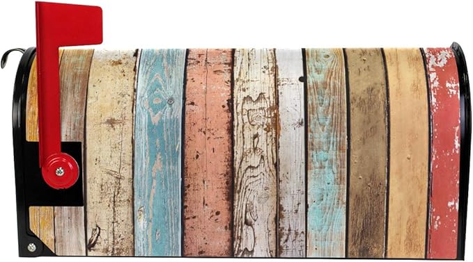 ALAZA Vintage Old Wood Texture Plank Grunge Magnetic Mailbox Cover MailWraps Garden Yard Home Decor for Outside Oversized-25.5" x20.8"