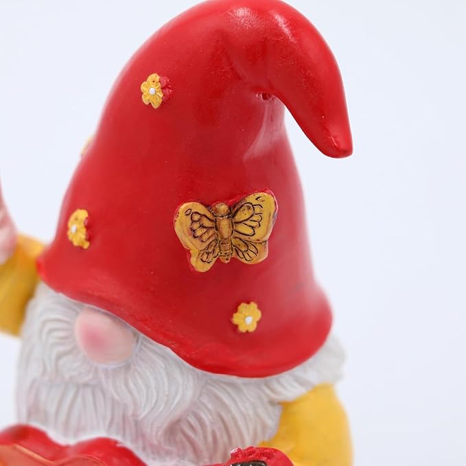 Hippie Garden Gnome Decor Statue,Funny Garden Gnomes with Peace Sign Decor Outdoor ，for House,Lawn,Patio and Porch, Gifts Hippie for Friend,Family