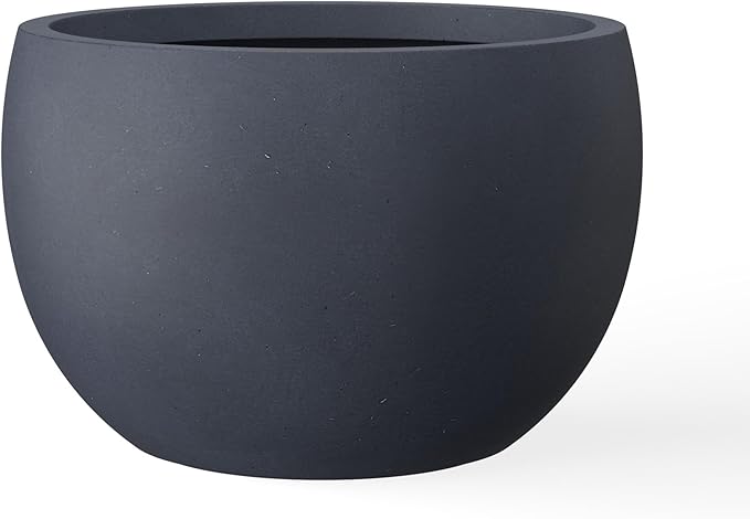 Kante 19.9" Dia Round Concrete Planter, Outdoor/Indoor Large Bowl Plant Pots with Drainage Hole and Rubber Plug for Garden Patio Balcony Home, Charcoal