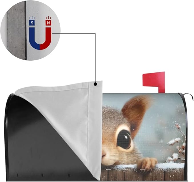 Winter Squirrel Mailbox Covers Magnetic Letterbox Covers 21x18 Inch for Garden Outdoor Decoration
