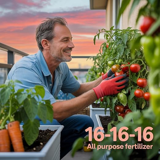 Gardenera 16-16-16 Premium All Purpose Professional Fertilizer - Lawn, Flower, Tree, Shrub & Vegetable Fertilizer (8 OZ)
